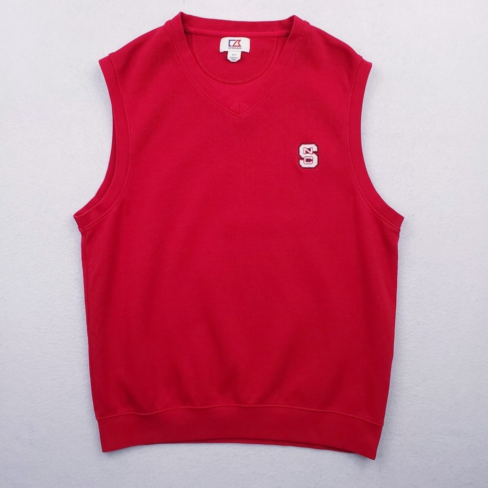 NC State Sweater Vest Mens Small Red Cutter Buck Golf Pullover Preppy College